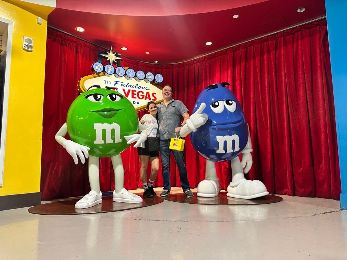Happy couple at M&M's World on the Las Vegas Strip