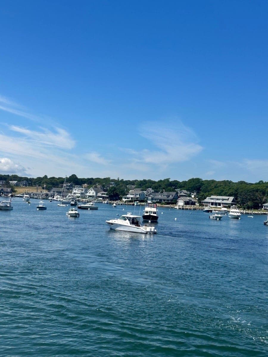 Boats in a New England harbor on Martha's Vineyard
