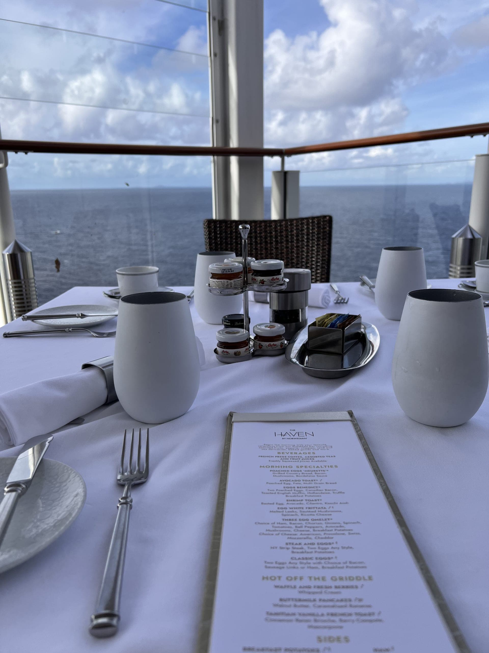The Haven by Norwegian specialty breakfast with ocean views